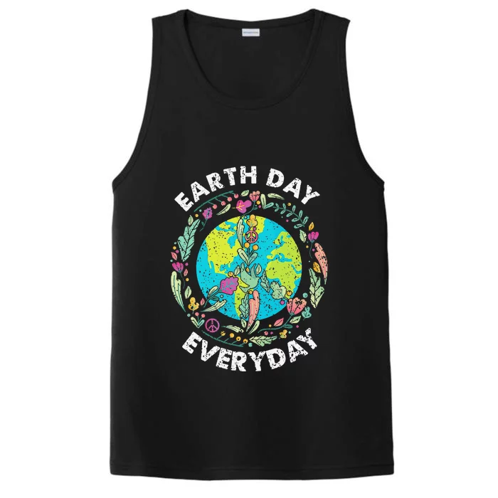 Happy Earth Day Every Day Peace Symbol Performance Tank