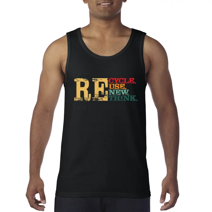 Happy Earth Day Recycle Reuse Renew Rethink Earth Day Retro Tank Top