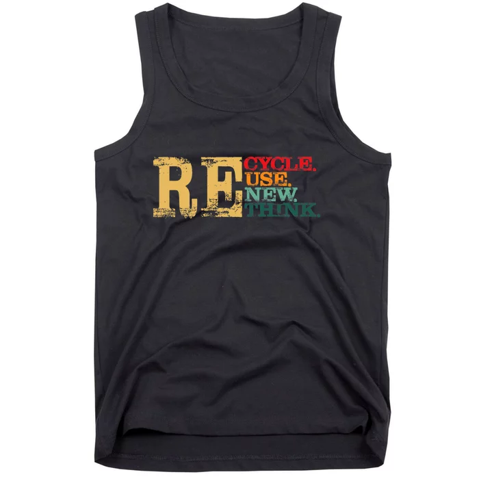 Happy Earth Day Recycle Reuse Renew Rethink Earth Day Retro Tank Top