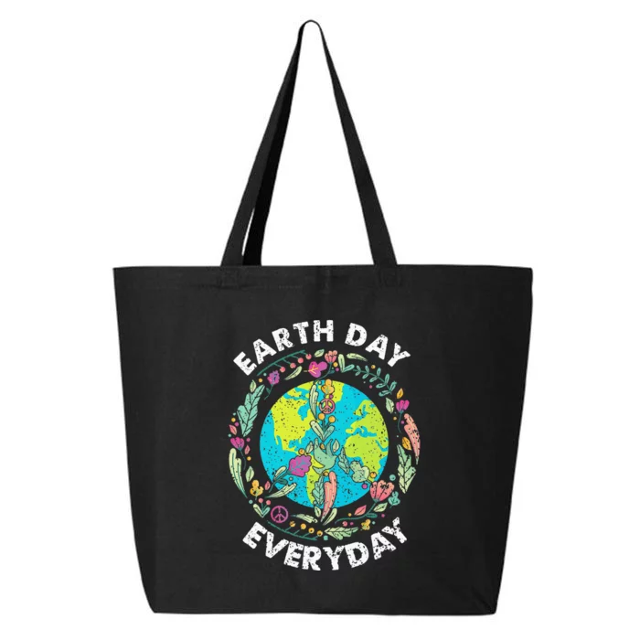 Happy Earth Day Every Day Peace Symbol 25L Jumbo Tote