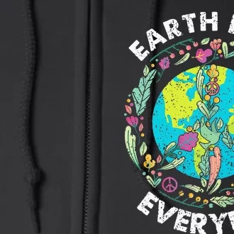 Happy Earth Day Every Day Peace Symbol Full Zip Hoodie