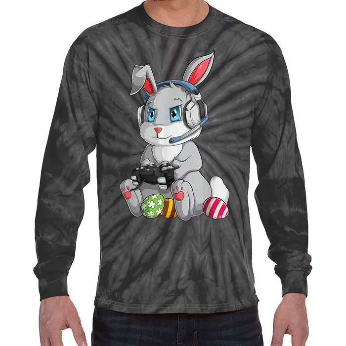 Happy Easter Day Bunny Egg Funny Boy Girls kid Gamer Tie-Dye Long Sleeve Shirt