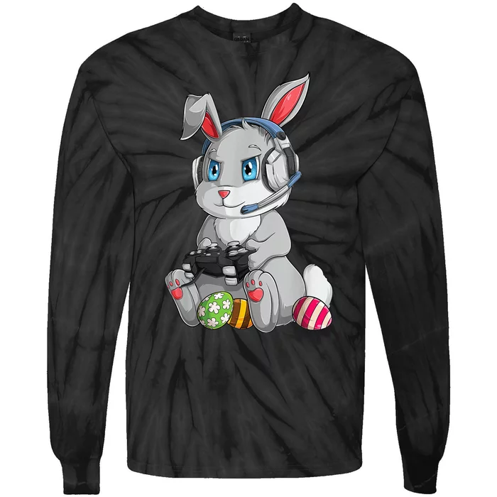 Happy Easter Day Bunny Egg Funny Boy Girls kid Gamer Tie-Dye Long Sleeve Shirt