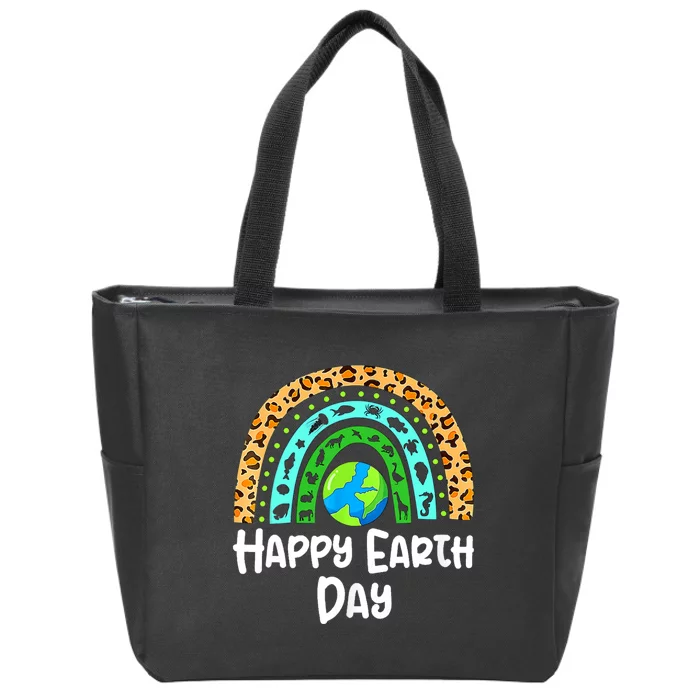 Happy Earth Day Rainbow Earth Day 2024 Zip Tote Bag