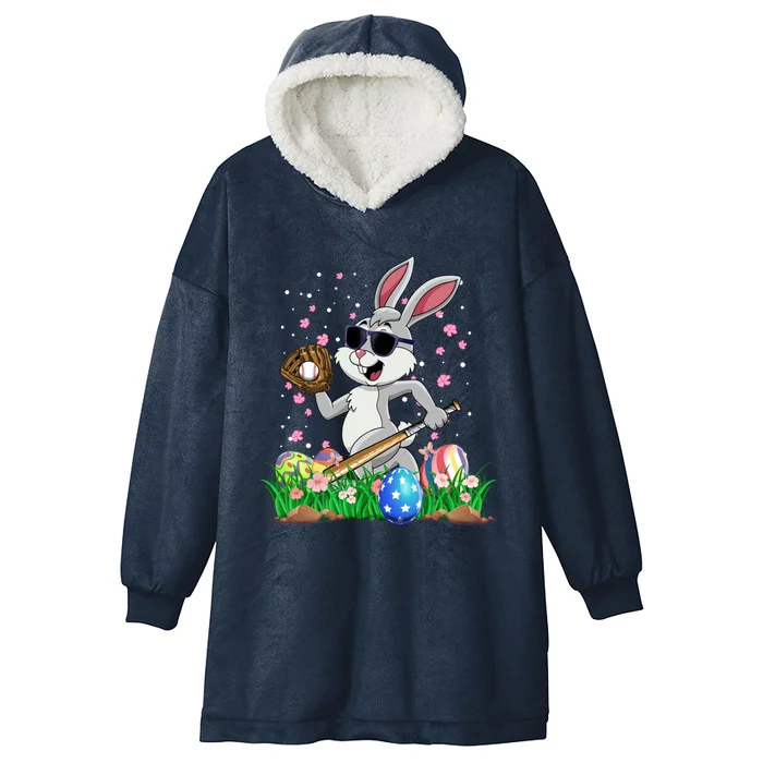 Happy Easter Day Baseball Bunny Rabbit Easter Basket Eggs Great Gift Hooded Wearable Blanket