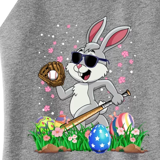 Happy Easter Day Baseball Bunny Rabbit Easter Basket Eggs Great Gift Women’s Perfect Tri Rocker Tank