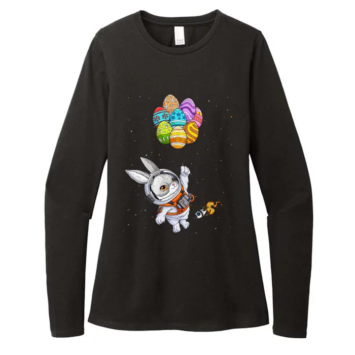 Happy Easter Day Bunny Egg astronaut Space Womens CVC Long Sleeve Shirt