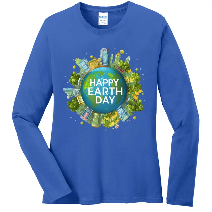 Happy Earth Day Global Warming Awareness Nature Cute Gift Ladies Long Sleeve Shirt