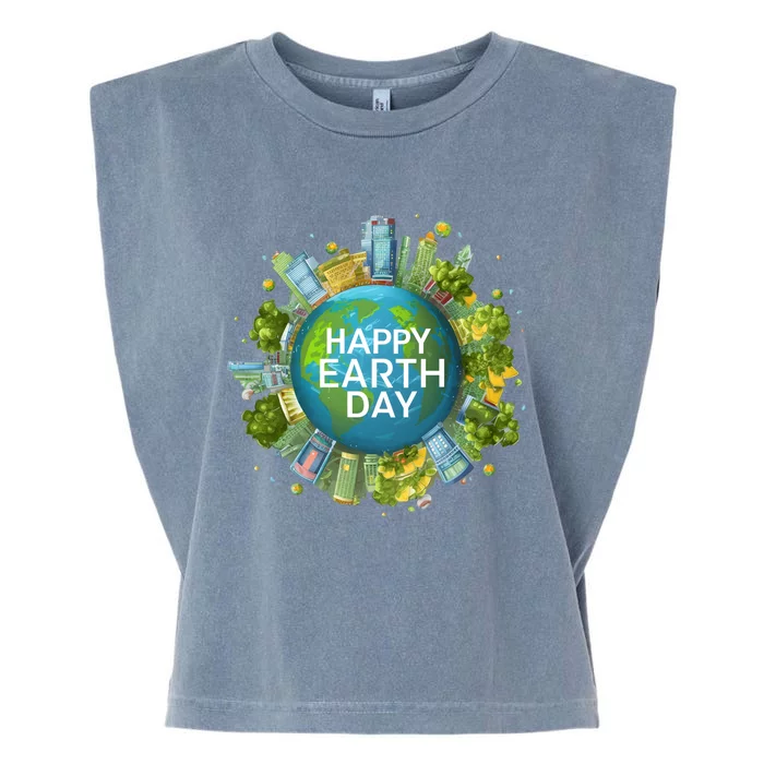 Happy Earth Day Global Warming Awareness Nature Cute Gift Garment-Dyed Women's Muscle Tee