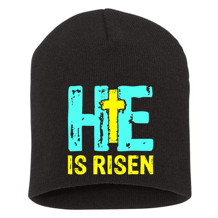 Happy Easter Day He Is Risen Christian Easter Short Acrylic Beanie