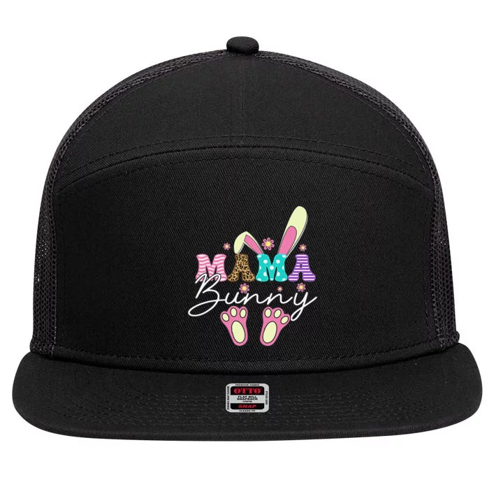 Happy Easter Day Easter Mother's Happy Easter Mama Bunny 7 Panel Mesh Trucker Snapback Hat