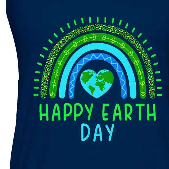 Happy Earth Day 2024 Cute Rainbow Earth Lover Ladies Essential Flowy Tank