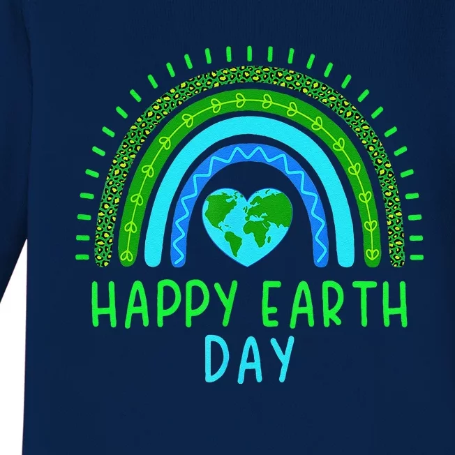 Happy Earth Day 2024 Cute Rainbow Earth Lover Baby Long Sleeve Bodysuit