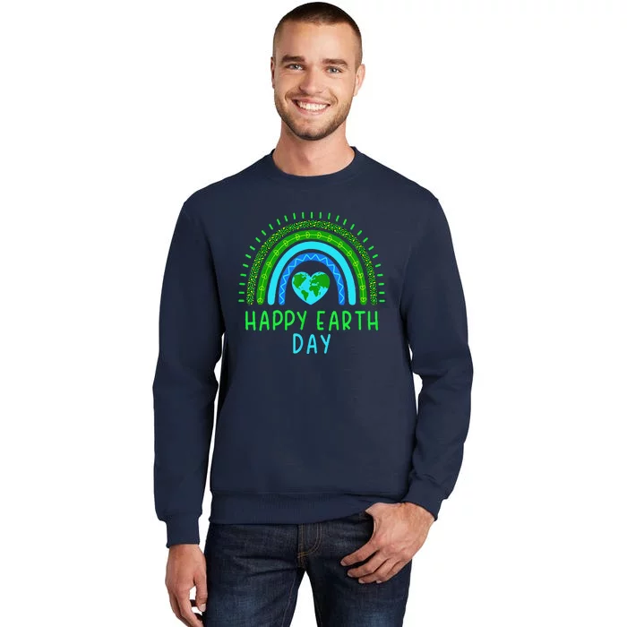 Happy Earth Day 2024 Cute Rainbow Earth Lover Tall Sweatshirt