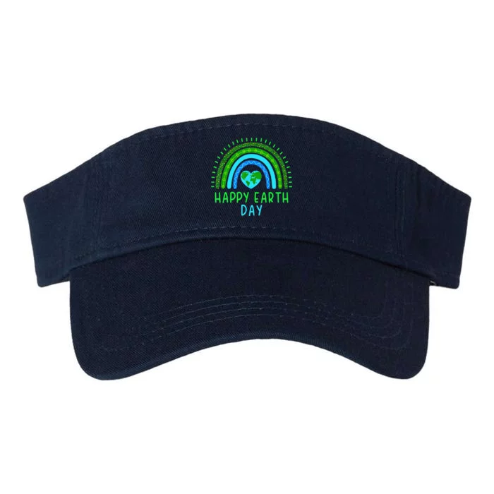 Happy Earth Day 2024 Cute Rainbow Earth Lover Valucap Bio-Washed Visor