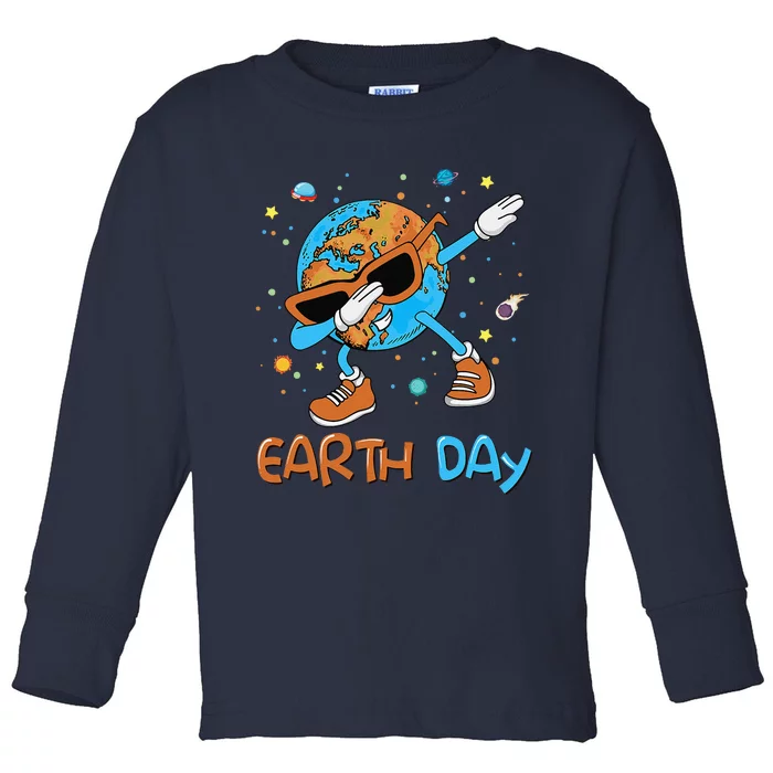 Happy Earth Day 2024 Funny Earth Day Dab Toddler Long Sleeve Shirt