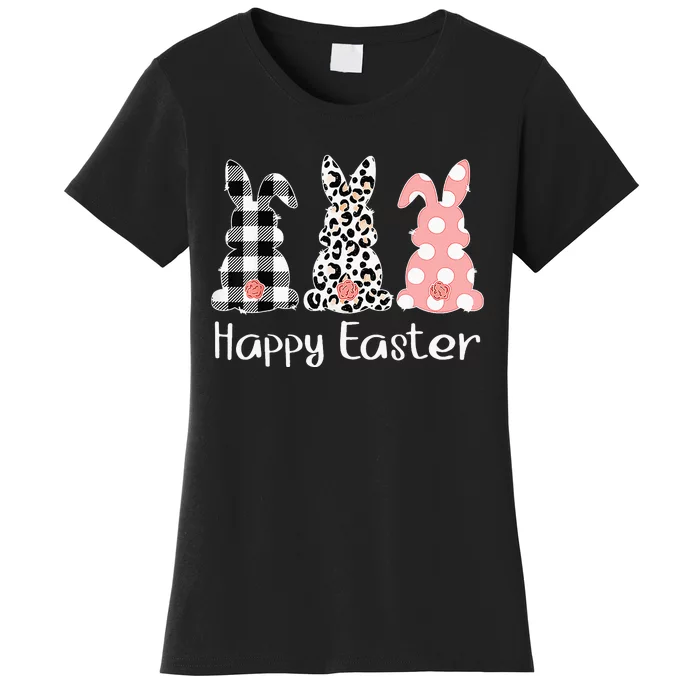 Happy Easter Day Leopard Bunny Spring Hunt Eggs Rabbit Women's T-Shirt