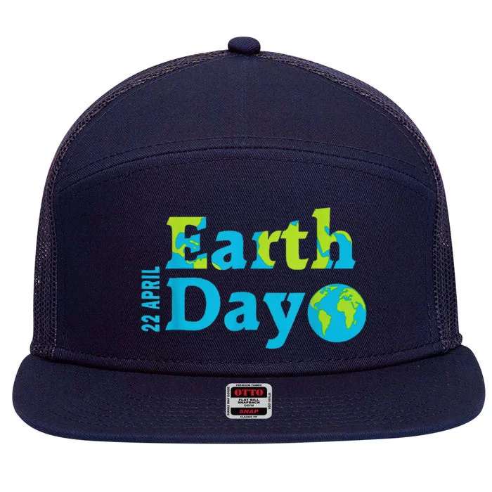 Happy Earth Day 2024 Gift Earth Day 7 Panel Mesh Trucker Snapback Hat