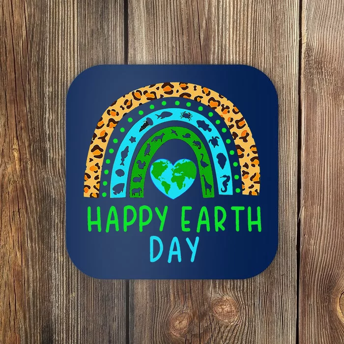 Happy Earth Day 2024 Rainbow Earth Lover Teachers Coaster