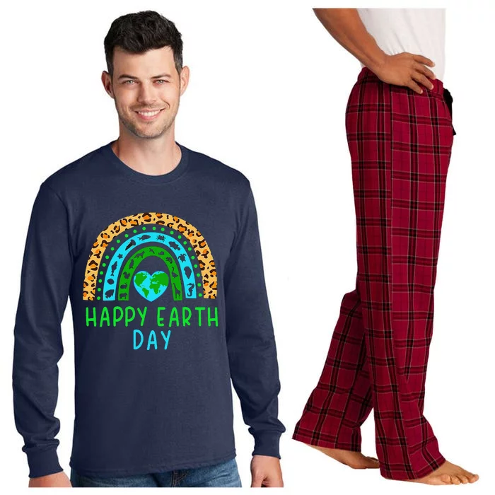 Happy Earth Day 2024 Rainbow Earth Lover Teachers Long Sleeve Pajama Set