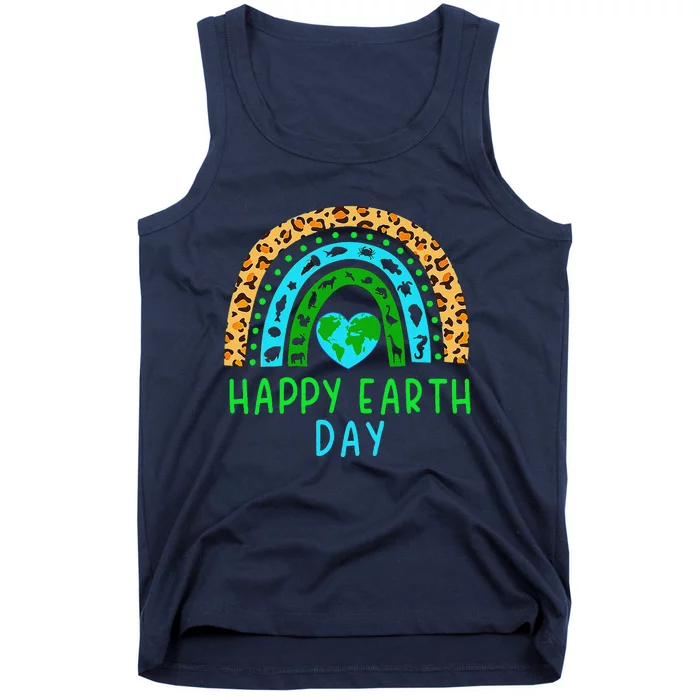 Happy Earth Day 2024 Rainbow Earth Lover Teachers Tank Top