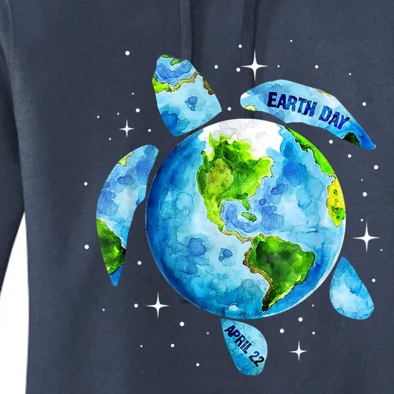 Happy Earth Day Restore Earth Sea Turtle Art Save The Planet Funny Gift Women's Pullover Hoodie