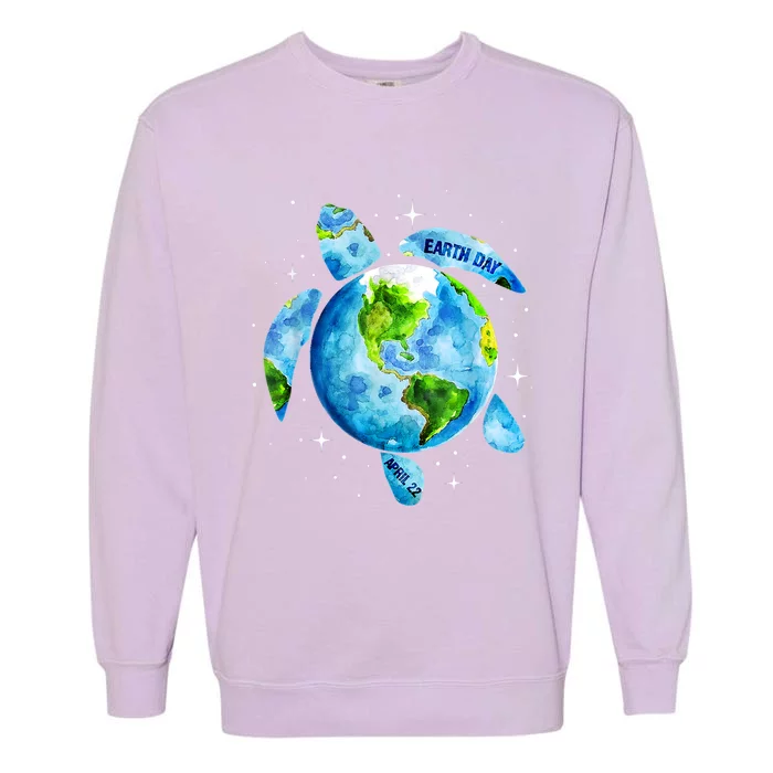 Happy Earth Day Restore Earth Sea Turtle Art Save The Planet Funny Gift Garment-Dyed Sweatshirt