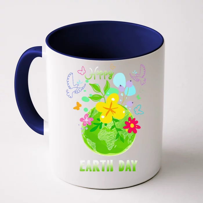 Happy Earth Day Flowers Planet Environment Front & Back Coffee Mug