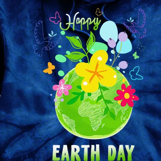 Happy Earth Day Flowers Planet Environment Tie Dye Hoodie