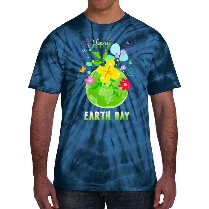 Happy Earth Day Flowers Planet Environment Tie-Dye T-Shirt