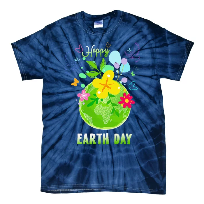 Happy Earth Day Flowers Planet Environment Tie-Dye T-Shirt