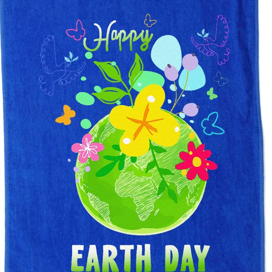 Happy Earth Day Flowers Planet Environment Platinum Collection Golf Towel