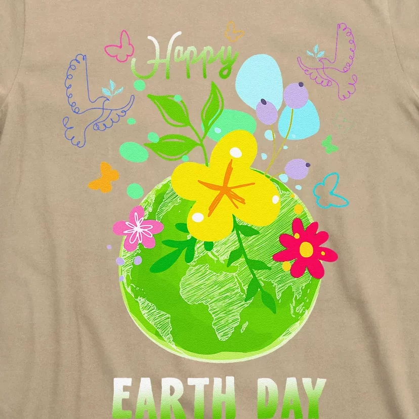 Happy Earth Day Flowers Planet Environment T-Shirt