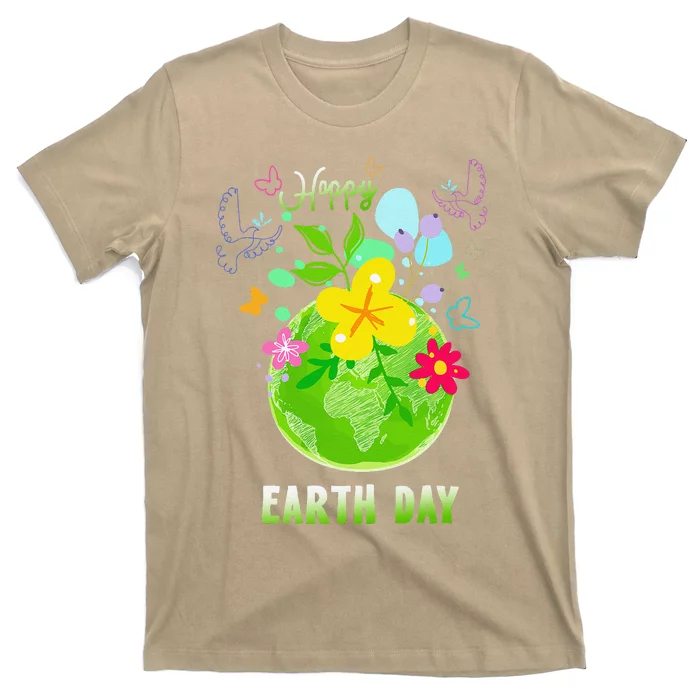 Happy Earth Day Flowers Planet Environment T-Shirt