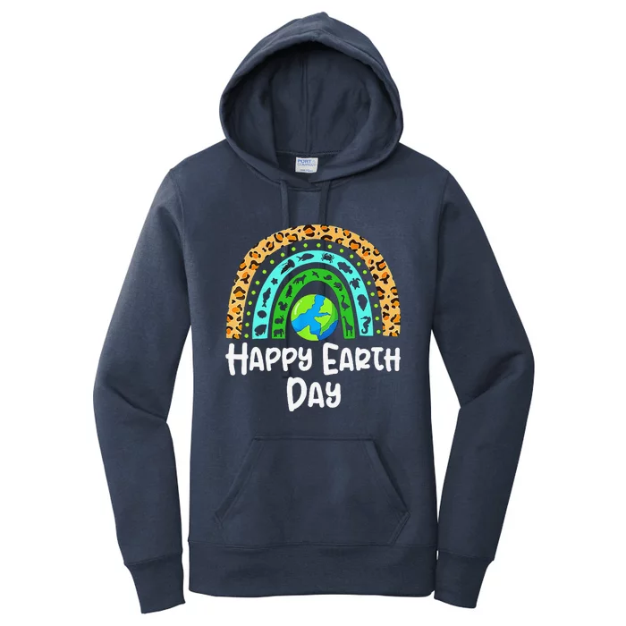 Happy Earth Day Rainbow Earth Day 2024 Teachers Women's Pullover Hoodie