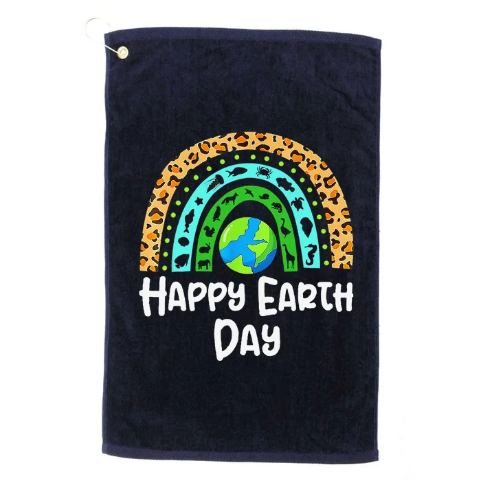 Happy Earth Day Rainbow Earth Day 2024 Teachers Platinum Collection Golf Towel