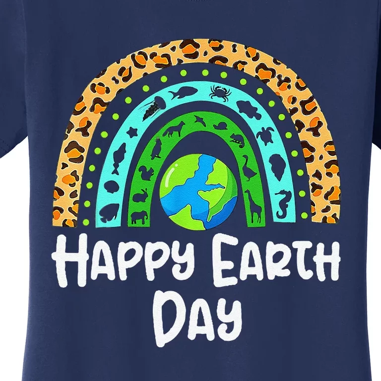 Happy Earth Day Rainbow Earth Day 2024 Teachers Women's T-Shirt