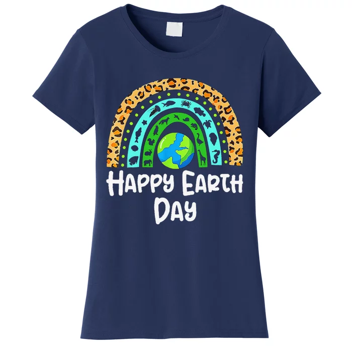 Happy Earth Day Rainbow Earth Day 2024 Teachers Women's T-Shirt