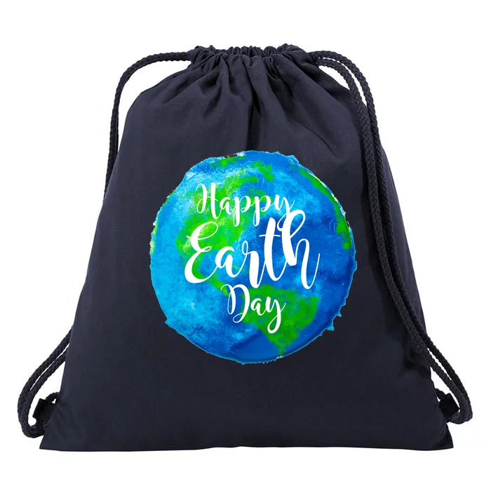 Happy Earth Day Globe Drawstring Bag