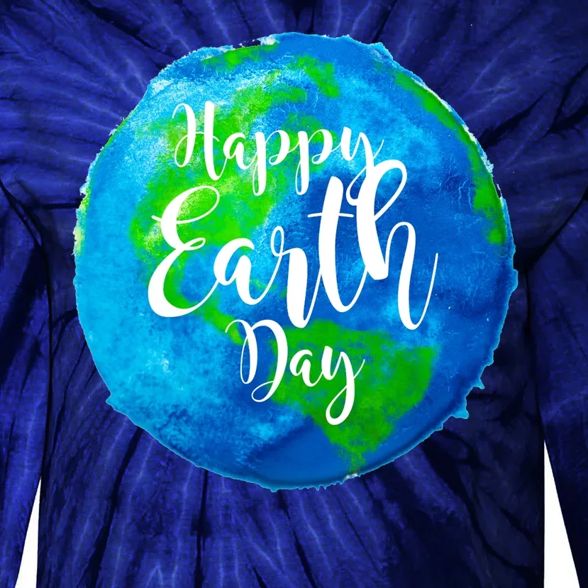 Happy Earth Day Globe Tie-Dye Long Sleeve Shirt