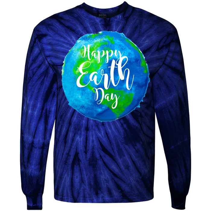 Happy Earth Day Globe Tie-Dye Long Sleeve Shirt