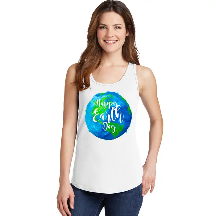 Happy Earth Day Globe Ladies Essential Tank