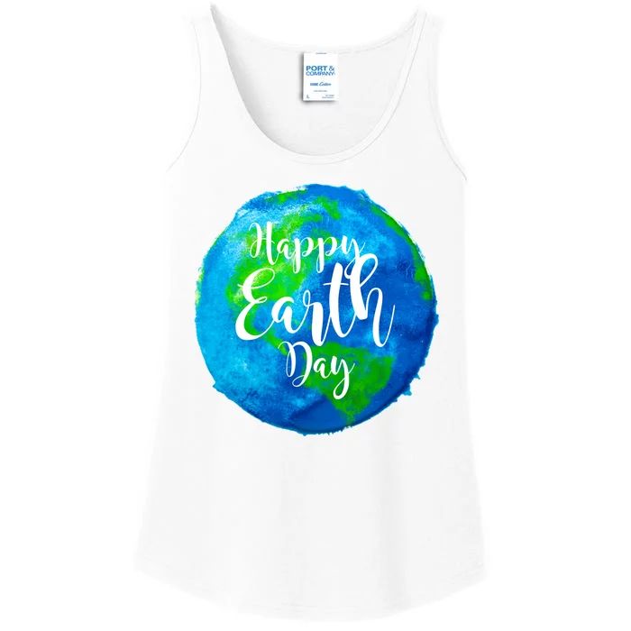 Happy Earth Day Globe Ladies Essential Tank