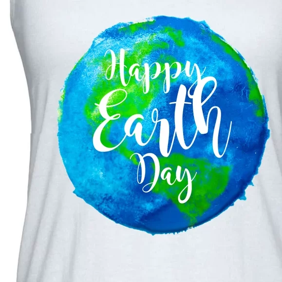 Happy Earth Day Globe Ladies Essential Flowy Tank