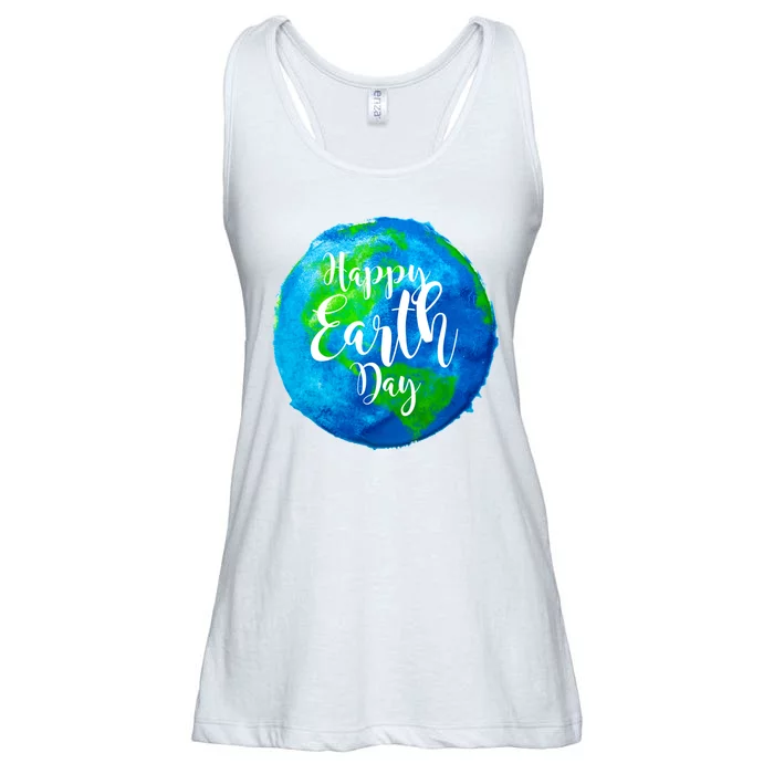 Happy Earth Day Globe Ladies Essential Flowy Tank