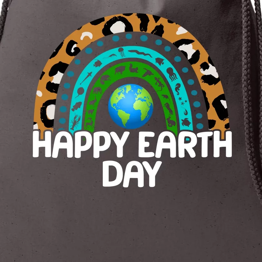 Happy Earth Day Wildlife Sealife Rainbow Drawstring Bag