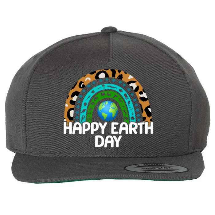 Happy Earth Day Wildlife Sealife Rainbow Wool Snapback Cap