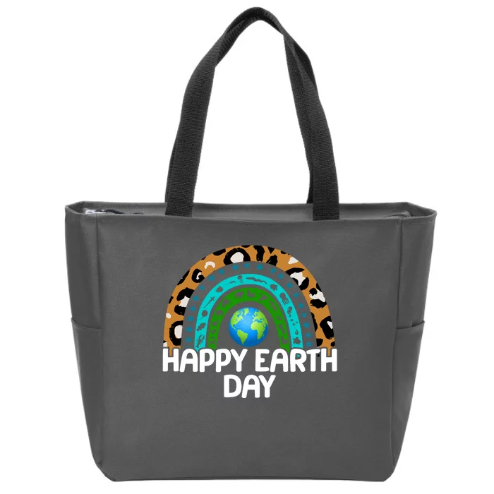 Happy Earth Day Wildlife Sealife Rainbow Zip Tote Bag