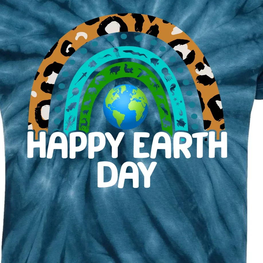 Happy Earth Day Wildlife Sealife Rainbow Kids Tie-Dye T-Shirt