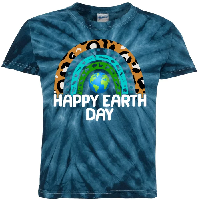 Happy Earth Day Wildlife Sealife Rainbow Kids Tie-Dye T-Shirt